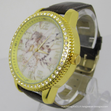 Montres en cristal noble avec bracelet en cuir (HAL-1228)